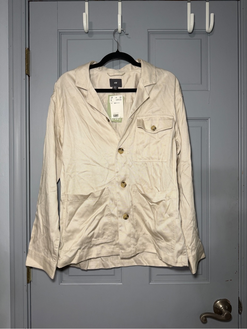 H&M Cream Button-Front Blazer Jacket oversized, could fit medium